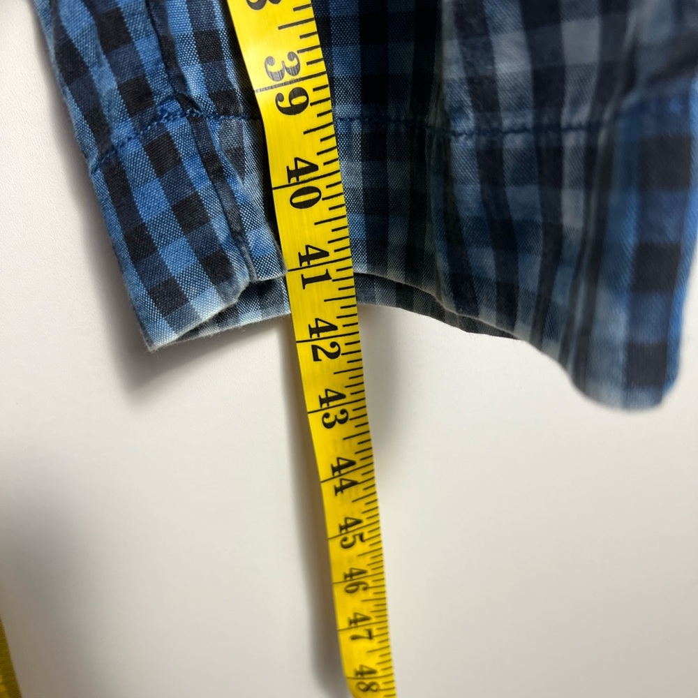 Anthropologie Maeve Avryl Bleached Slim Pants Blue Check Plaid Sz 14 - Picture 9 of 14